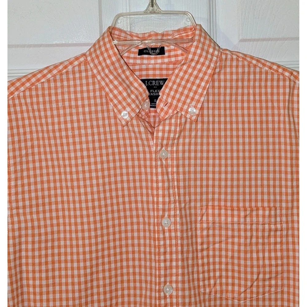 J. Crew Flex Washed Shirt Mens Small Gingham Check Button Down NWT $98‎